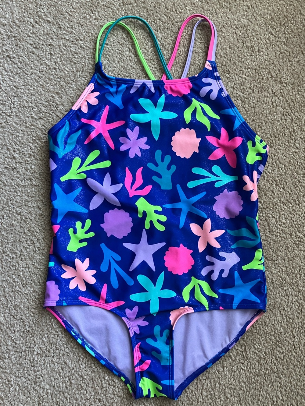 Cat & Jack Blue Swimsuit with Shell Design